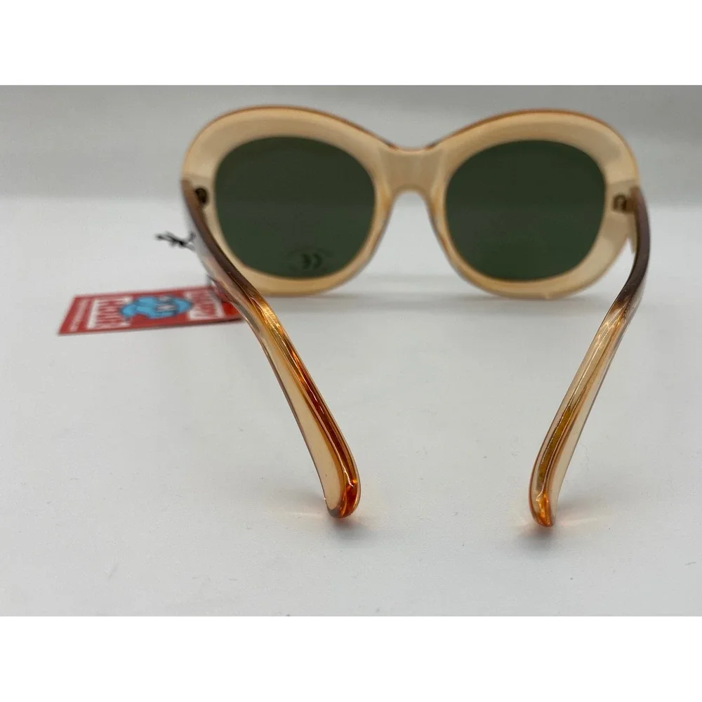 Happy Hour Shades Beach Translucent Tan Oval Sunglass UV400 Retro Skate Eyewear